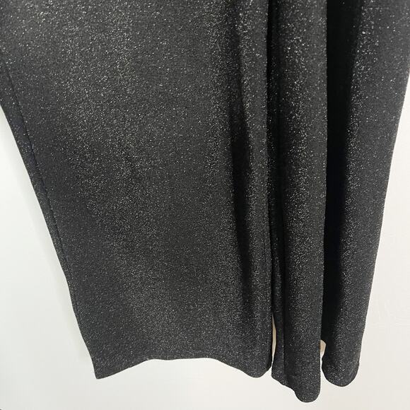 FRNCH Womens Small Black Alex Metallic Jumpsuit Tie Waist Faux Wrap Short Sleeve - Picture 7 of 13